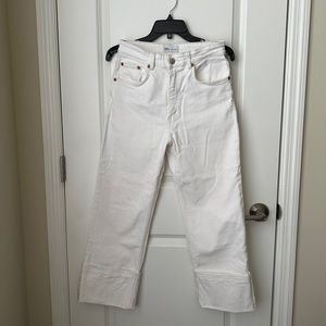 Zara high rise cropped wide leg jeans